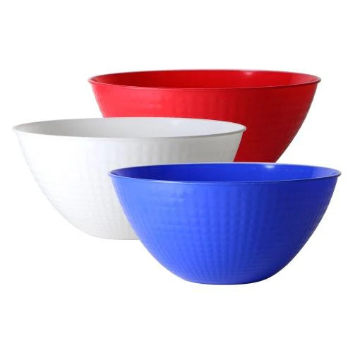 100oz Red, White & Blue Pixel Plastic Bowl – Large, durable, disposable serving bowl for Fourth of July, BBQs, and events. Ideal for salads, pasta, and snacks. Perfect for festive and easy entertaining.