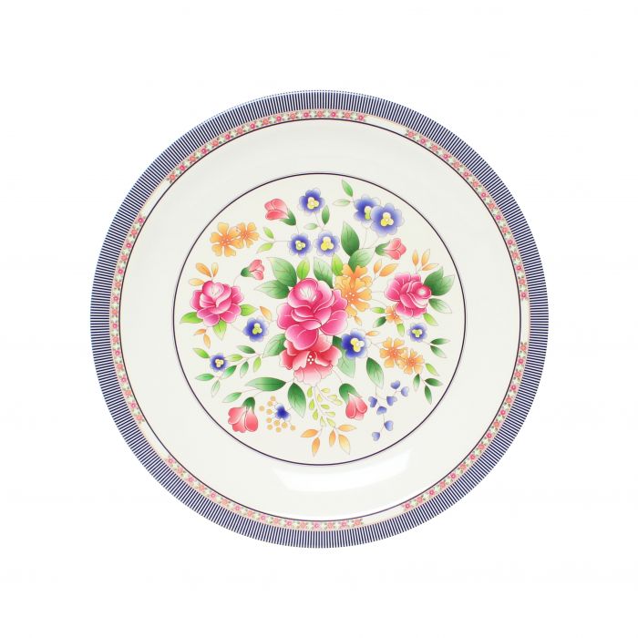 Rose melamine round plate BPA free dishwasher safe commercial dinnerware