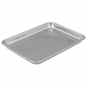 quarter-size 9.5" x 13" sheet pan stanton trading made of durable 18-gauge aluminum, ensuring even heat distribution. Its compact size is perfect for small batches, reheating, or use in toaster ovens.