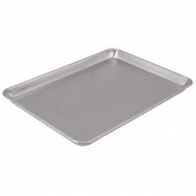 half-size sheet pan, 13" x 18" stanton trading made of durable 18-gauge aluminum. Perfect for baking, roasting, and food preparation, it features a reinforced rim to prevent warping. Ideal for both professional and home kitchens.