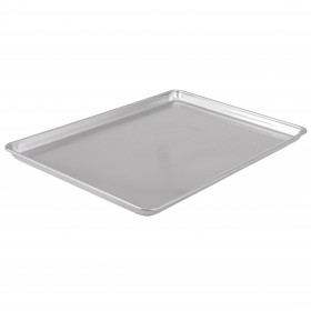 full-size 18" x 26" perforated sheet pan stanton trading made of 18-gauge aluminum for even baking. The perforations allow better air circulation, making it ideal for crispy baked goods, roasting, and dehydrating.