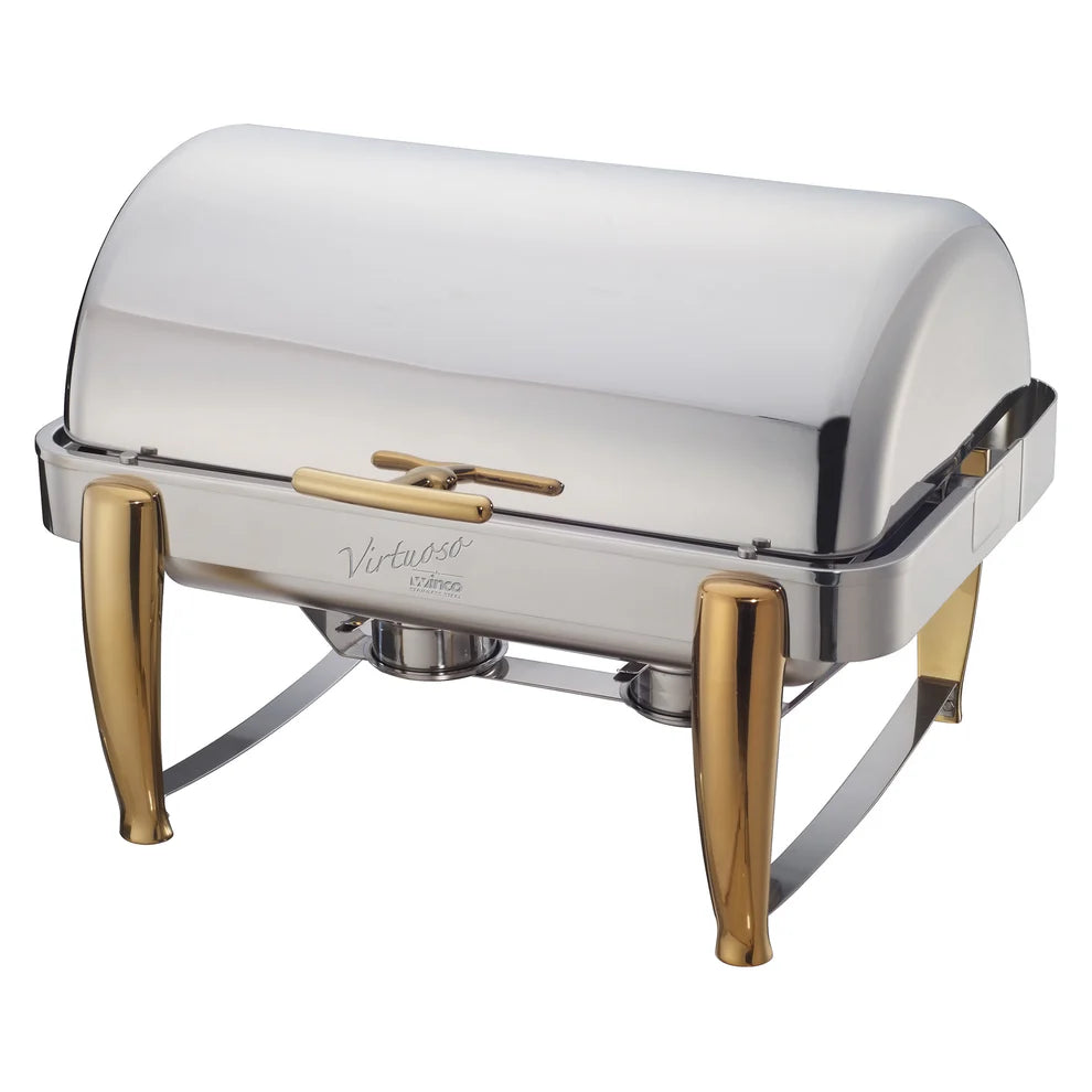 Winco 101A/101B, 8Qt Roll-Top S/S & Gold Accent Virtuoso Chafer