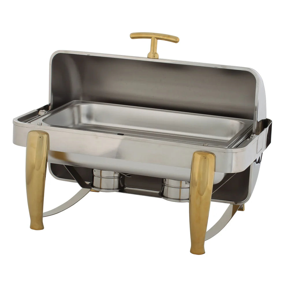 Winco 101A/101B, 8Qt Roll-Top S/S & Gold Accent Virtuoso Chafer