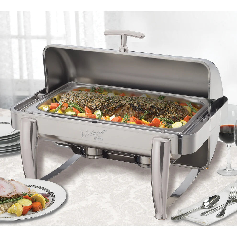 Winco 101A/101B, 8Qt Roll-Top S/S & Gold Accent Virtuoso Chafer