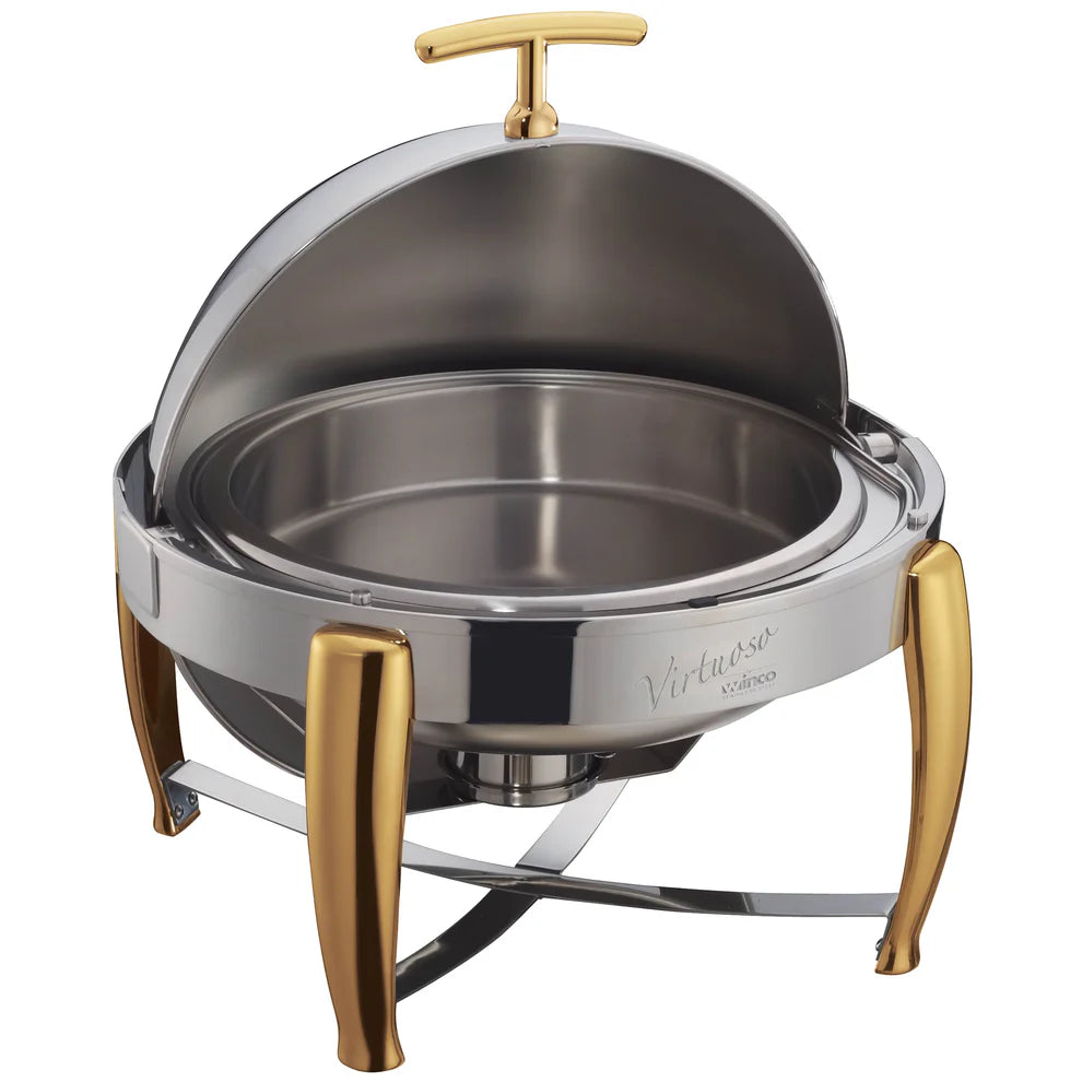 Winco 103A/103B, 6Qt Roll-Top S/S Virtuoso Round Chafers
