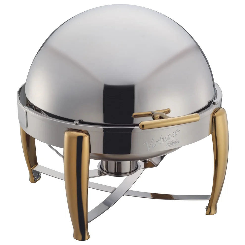 Winco 103A/103B, 6Qt Roll-Top S/S Virtuoso Round Chafers