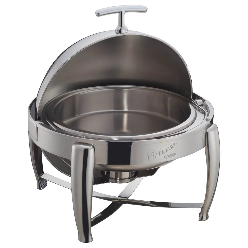 Winco 103A/103B, 6Qt Roll-Top S/S Virtuoso Round Chafers