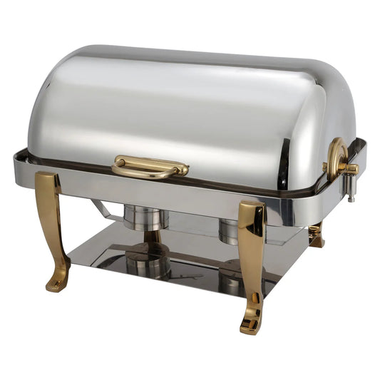Winco 108A, 8qt S/S, Gold Accent, Extra Heavyweight Vintage Full-size Chafer