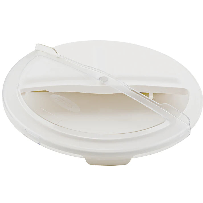 Rotating Lid for White Container 6/Pack designed for commercial and industrial use, this lid is perfect for sealing garbage and other items inside the FCW-10 heavy duty container, sold separately. This rotating cover is designed to keep the trash or food at your busy eatery covered and sanitary but also easily accessible by hand or scooper.