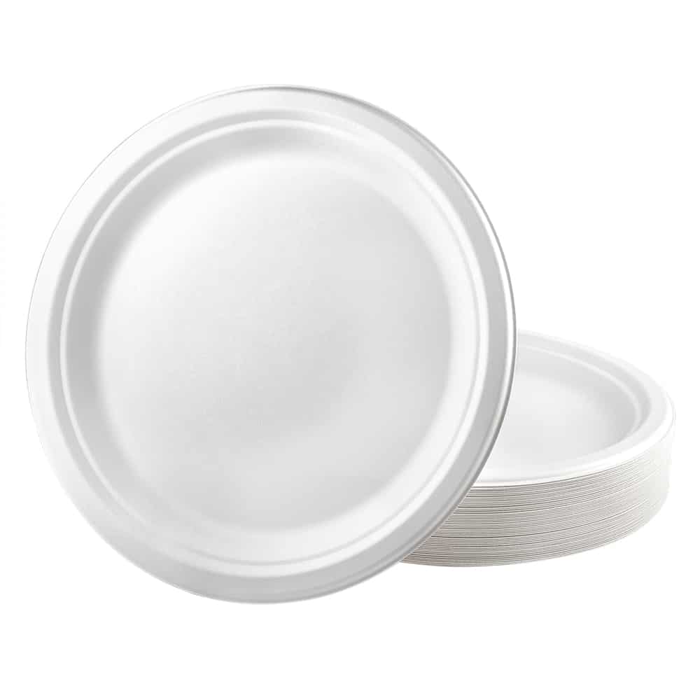 10" Sugar Cane Plates – eco-friendly, compostable, and durable. Perfect for serving full meals at parties, catering, and events. Microwave-safe, biodegradable, and available in a high-count pack.