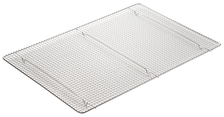 Wire Sheet Pan Grate 12/Pack thanks to its grid design and footed base, this sheet pan grate facilitates proper air circulation on all sides of your food, perfect for cooling pastries. This pan grate is made from high quality stainless steel wire for unbeatable durability and longevity. A must-have in restaurants, catering companies, and other food service facilities, this pan grate can also be used for dusting pastries and for draining excess oils and liquids.