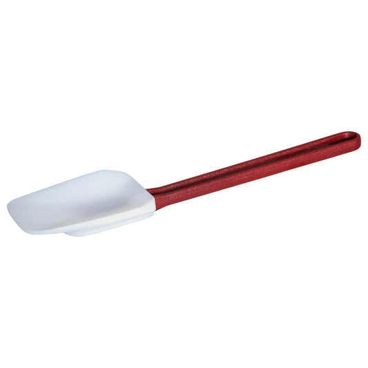 (10", 14", 16") Silicone Scraper 12/Pack made up of silicone won't scratch non-stick pans and will withstand heat up to 500° F. Featuring a flat, flexible blade, this scraper easily reaches between mixer blades and into the nooks and crannies of bowls. For added convenience, this scraper has a comfortable handle with a hanging hole for easy storage. This model is also BPA free, ensuring it is safe for use with food.