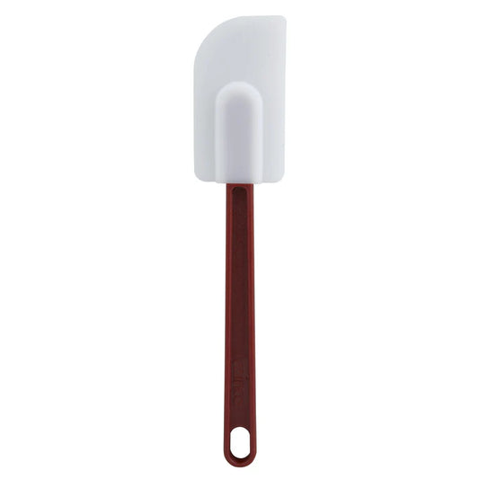 (10", 14", 16") Silicone Scraper 12/Pack made up of silicone won't scratch non-stick pans and will withstand heat up to 500° F. Featuring a flat, flexible blade, this scraper easily reaches between mixer blades and into the nooks and crannies of bowls. For added convenience, it has a comfortable handle with a hanging hole for easy storage. This model is also BPA free, ensuring it is safe for use with food.