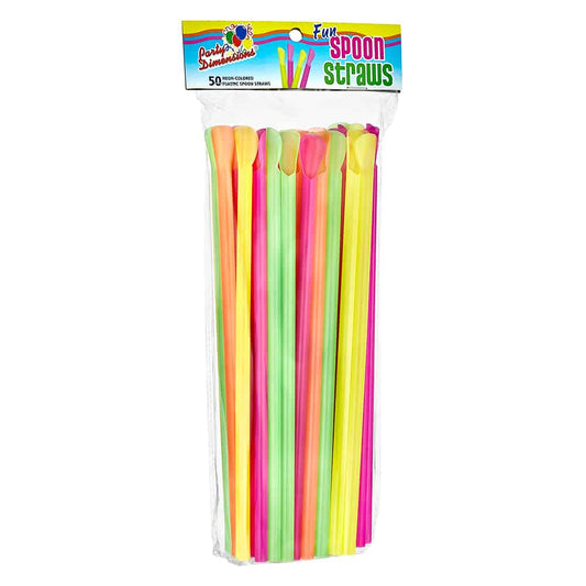10" Multi-Color Neon Spoon Straws – perfect for smoothies, slushies, and frozen drinks. Sturdy, disposable, and fun for parties, cafes, and everyday use. Bright neon colors add excitement to any drink!