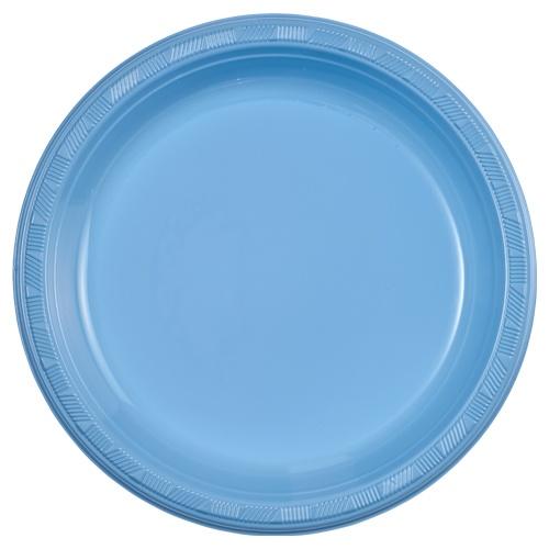 Light blue plastic plates in 7", 9", and 10" sizes, perfect for birthdays, baby showers, weddings, and events. Durable, disposable, and stylish design for easy dining and effortless cleanup.