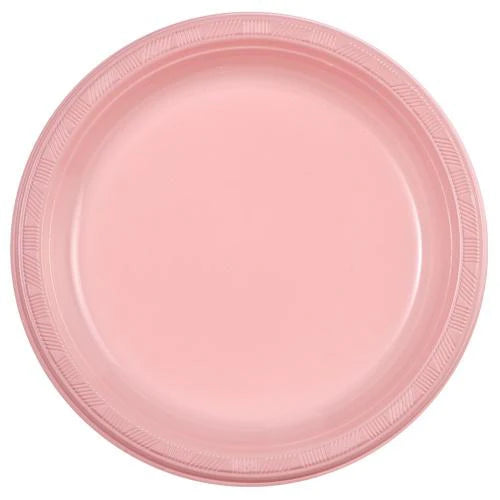 Pink plastic plates in 7", 9", and 10" sizes, perfect for birthdays, baby showers, weddings, and events. Durable, disposable, and stylish design for effortless dining and easy cleanup.