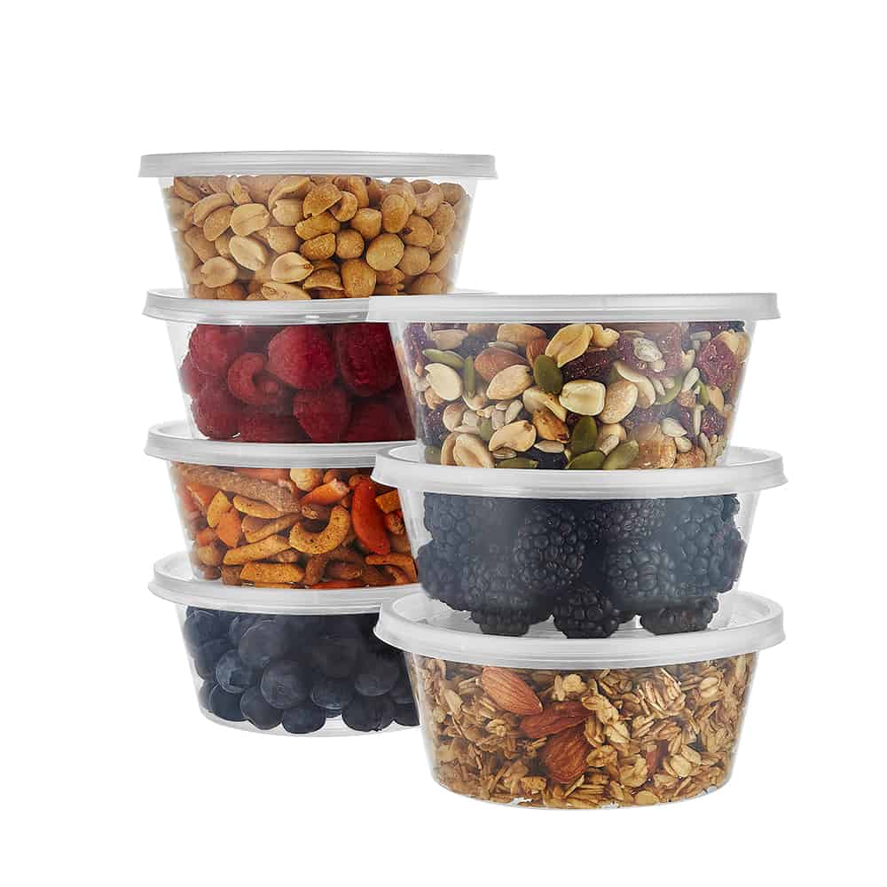 10oz round food container with lid. Durable, leak-resistant, and microwave-safe. Ideal for meal prep, takeout, and storage. Perfect for home, restaurant, and catering use.