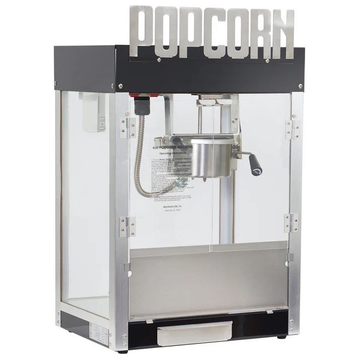 (4oz, 6oz) Benchmark Metropolitan Popcorn Machine 1/Pack the design of "Metropolitan", inspired by the Art Deco style of the 1930s, brings a unique, attractive appeal.
