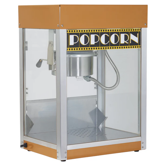 (4oz, 6oz) Benchmark Premiere Popcorn Machine 1/Pack comes handy with a heated warming deck, which allows your content to stay warm for a long period of time. The warmer is necessary for situations that require that popcorn is available on demand like concession stands, convenience stores, parties or retail establishments.