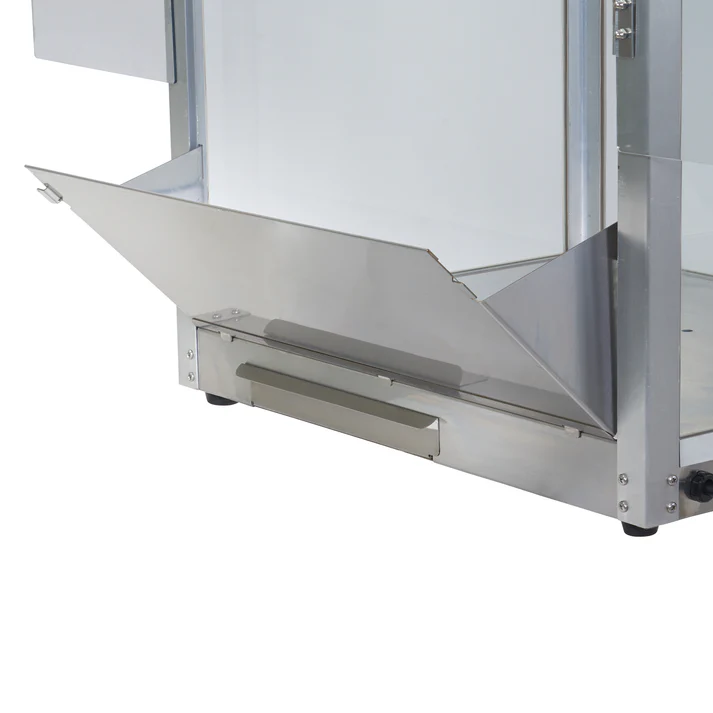 (8oz 14oz) Benchmark Silver Screen Popcorn Machine 1/Pack "Silver Screen" is simple in looking and is technically savvy. A separate cabinet thermostat and temperature indicator accurately controls the heat, ensuring that your popcorn is always at the perfect serving temperature.