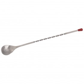 stainless steel bar spoon stanton trading features a twisted handle for enhanced grip and control, making stirring effortless. The red knob at the end adds a stylish touch and ensures easy handling. Ideal for mixing cocktails with precision, whether at a professional bar or home setup.