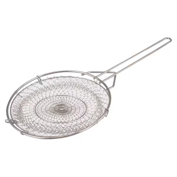 Large basket dip net with a 10 3/4-inch diameter stanton trading, featuring a fine wire mesh and a sturdy stainless steel handle for efficient straining and scooping.