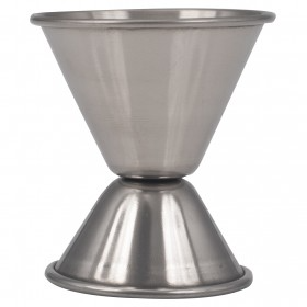stainless steel jigger stanton trading features a dual-sided design, offering precise measurements of 3/4 oz. on one side and 1-1/4 oz. on the other. Ideal for professional bartenders and home mixologists, it ensures accurate pours for perfectly balanced cocktails.