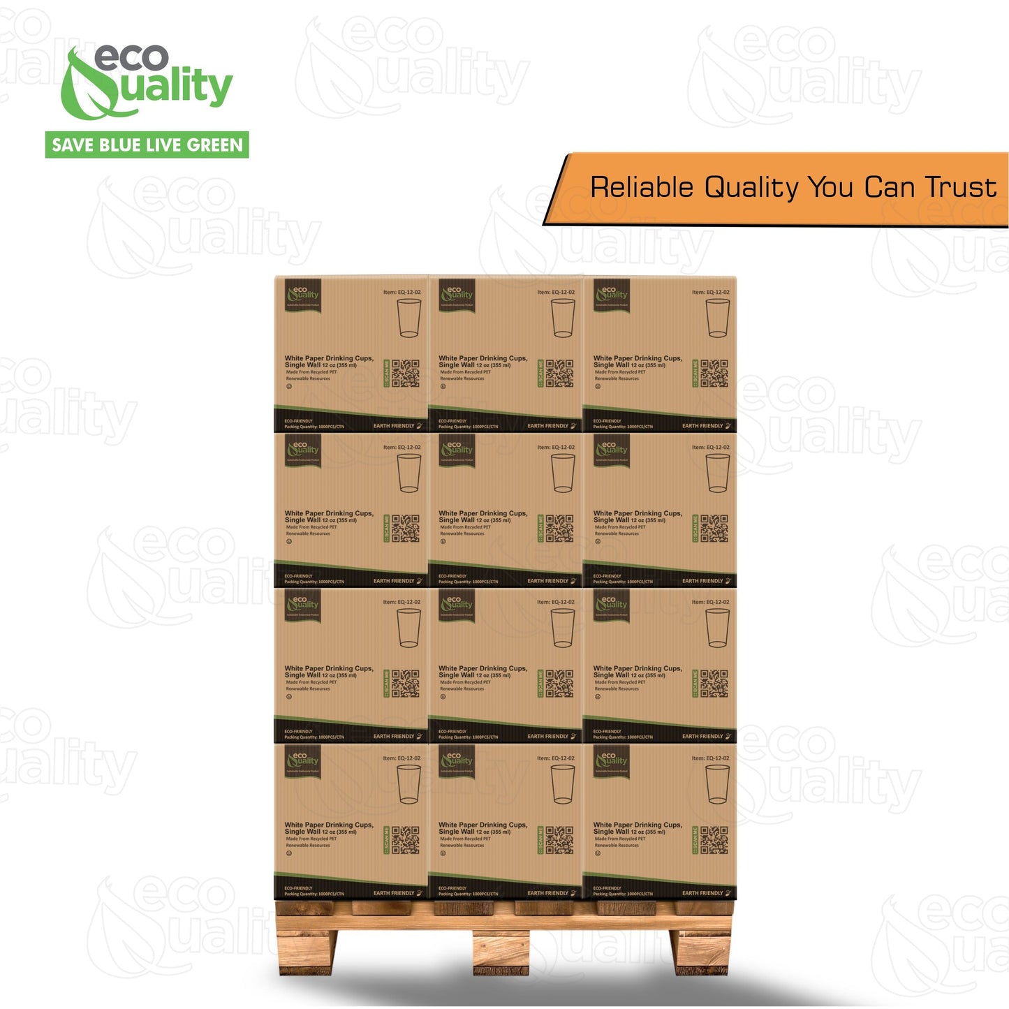 EcoQuality White Paper Cups Full Pallet 26 Cases Single Wall Drinking