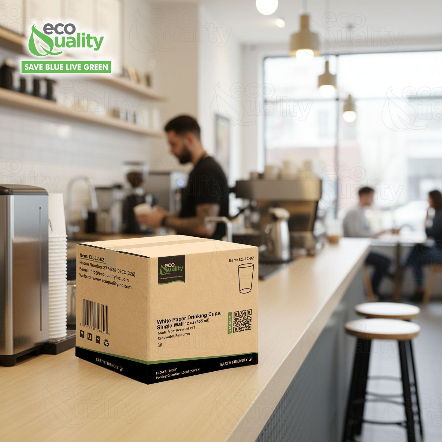EcoQuality White Paper Cups Full Pallet 26 Cases Single Wall Drinking
