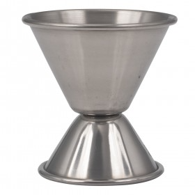 stainless steel jiggers stanton trading features a dual-sided design, providing precise measurements of 3/4 oz. on one side and 1-1/2 oz. on the other. Perfect for bartenders and cocktail enthusiasts, it ensures accurate pours for consistently well-balanced drinks.