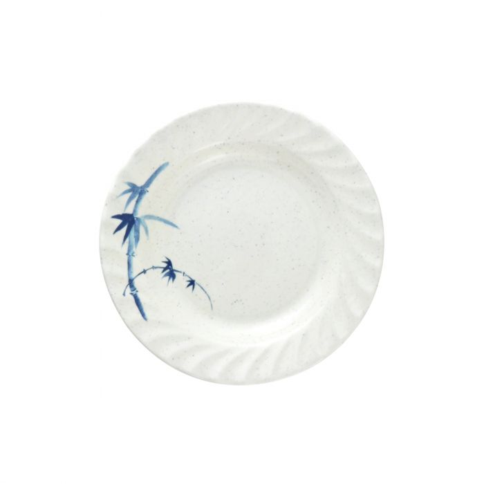 Blue Bamboo melamine curved rim plate BPA free dishwasher safe commercial dinnerware