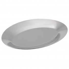  11-1/2" x 8" oval sizzle platter stanton trading made from highly polished aluminum. Its smooth, reflective surface enhances presentation while ensuring excellent heat retention.