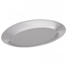 12-1/2" x 8-1/2" oval sizzle platter stanton trading crafted from highly polished aluminum. Designed for excellent heat retention and an elegant presentation, perfect for serving sizzling dishes.