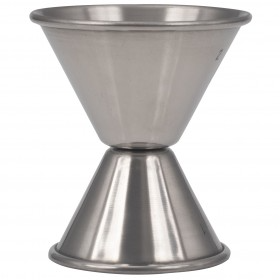 stainless steel jigger stanton trading features a dual-sided design with 1 oz. and 2 oz. capacities, allowing for precise and efficient cocktail preparation. A must-have for bartenders and mixologists seeking accuracy in drink measurements.