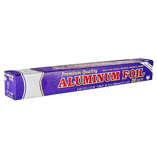 12"x20' aluminum foil roll, 20 sq ft heavy-duty foil for cooking, baking, grilling, food storage, tear-resistant foil wrap, kitchen essential, high-quality aluminum foil for home and commercial use.