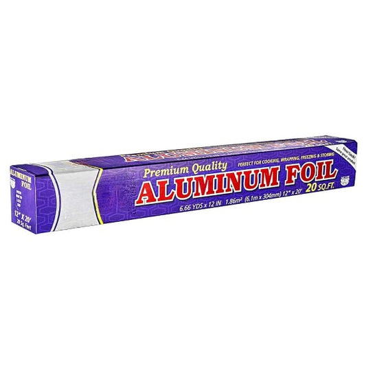 12"x20' aluminum foil roll, 20 sq ft heavy-duty foil for cooking, baking, grilling, food storage, tear-resistant foil wrap, kitchen essential, high-quality aluminum foil for home and commercial use.