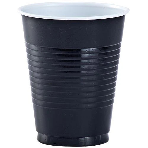 12oz Disposable Plastic Cups in Red, White, Blue, Black, Gold, Silver, Yellow, Orange, Pink, Light Blue, and Hot Pink. Sturdy, crack-resistant party cups for drinks, catering, and celebrations.