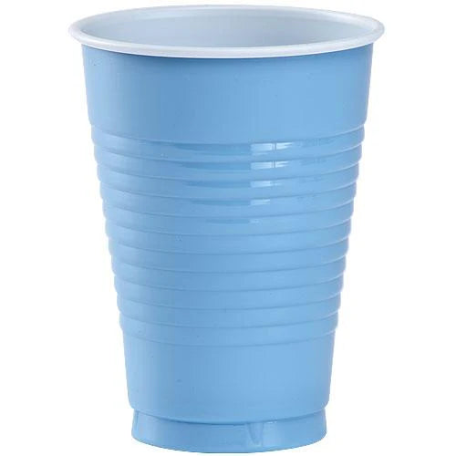 12oz Disposable Plastic Cups in Red, White, Blue, Black, Gold, Silver, Yellow, Orange, Pink, Light Blue, and Hot Pink. Sturdy, crack-resistant party cups for drinks, catering, and celebrations.