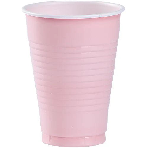 12oz Disposable Plastic Cups in Red, White, Blue, Black, Gold, Silver, Yellow, Orange, Pink, Light Blue, and Hot Pink. Sturdy, crack-resistant party cups for drinks, catering, and celebrations.
