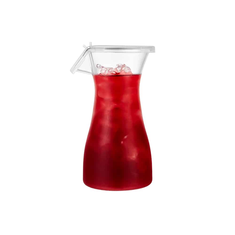 Acrylic carafe jar with lid in 12oz, 20oz, and 40oz sizes. Shatter-resistant, reusable, and perfect for serving water, juice, wine, and infused drinks at events and parties.