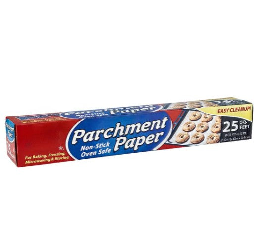 Parchment paper rolls, 15"x24', 12"x25', 12"x100', non-stick, heat-resistant, oven-safe, baking paper, cooking liner, food prep, disposable sheets, greaseproof, kitchen essential.