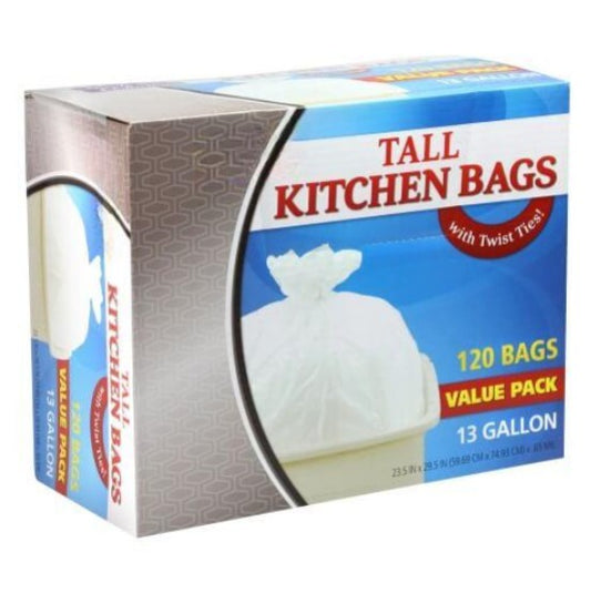 13-gallon tall kitchen trash bags with tear-resistant, leak-proof design. Strong and durable for home, office, and commercial use. Secure fit, odor control, and easy disposal for daily waste.