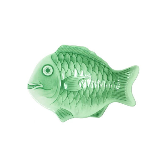 Light green fish melamine platter for commercial restaurant and buffet service