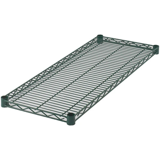 Wire Shelf 2/Pack organize your professional kitchen, warehouse, or storage area with the help of this epoxy coated wire shelf. Functional, economical and easy to set up, this durable wire shelf and will provide reliable storage for your commercial or industrial setting. This wire shelf is built to endure temperatures from -100°F to 500°F and is great for use in both hot and cold places.