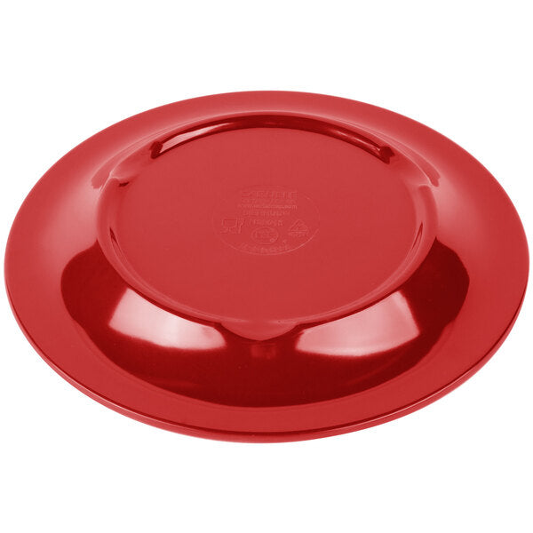 6.5 Inch Red Sierrus Melamine Wide Rim Pie Plate with commercial grade durability, shatter resistant construction and temperature insulated design. Ideal for restaurants, cafes, bakeries, catering and home dining.