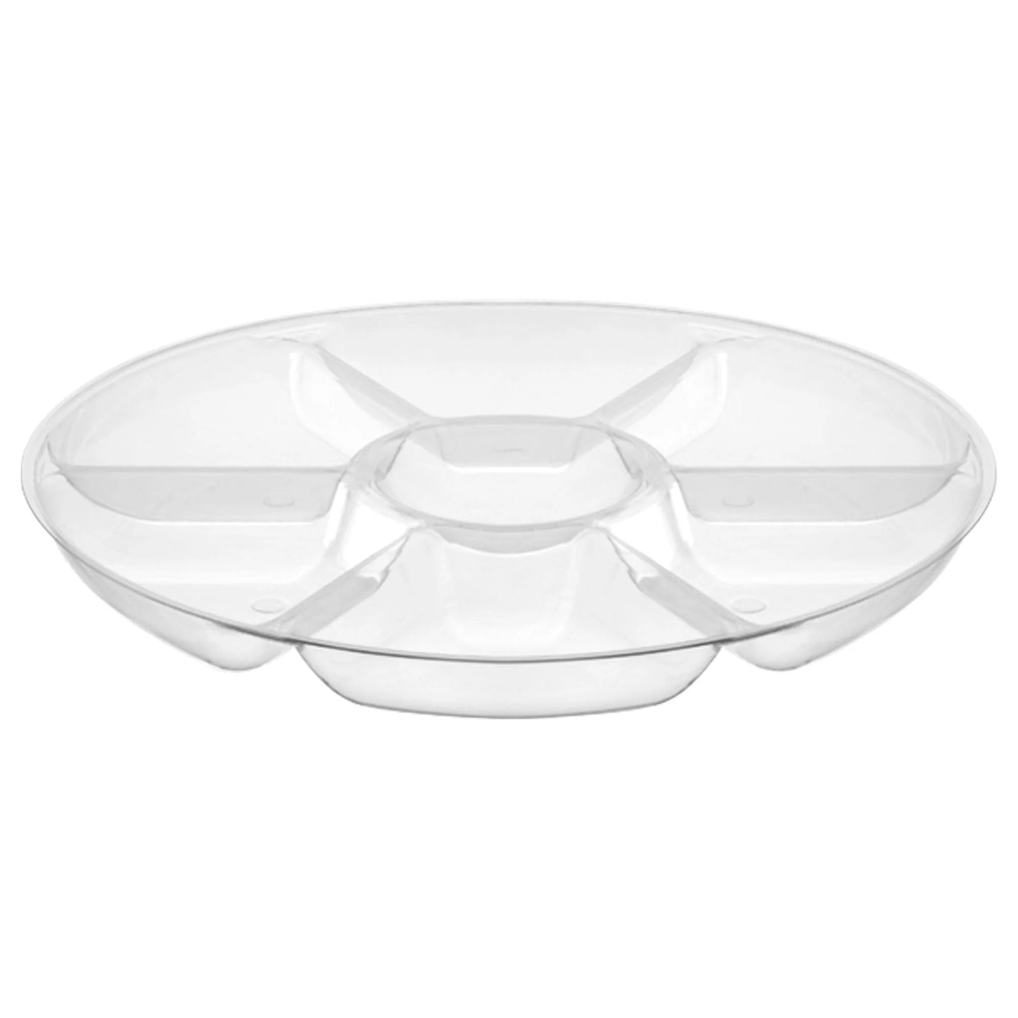 14" Clear 7-Compartment Platter – Durable plastic serving tray for appetizers, dips, and snacks. Perfect for catering, weddings, and parties. Lightweight, sturdy, and easy to clean for hassle-free entertaining.