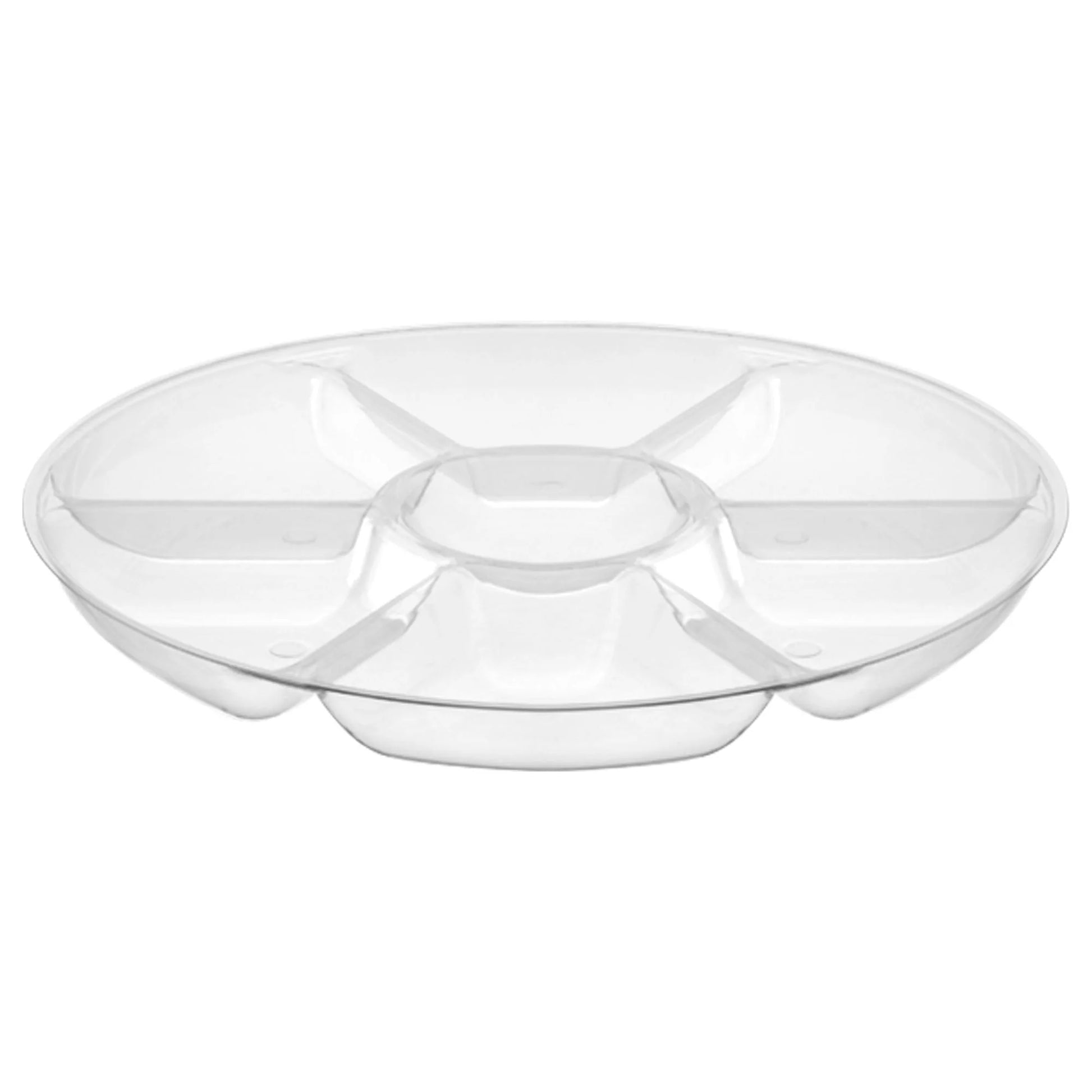 14" Clear 7-Compartment Platter – Durable plastic serving tray for appetizers, dips, and snacks. Perfect for catering, weddings, and parties. Lightweight, sturdy, and easy to clean for hassle-free entertaining.