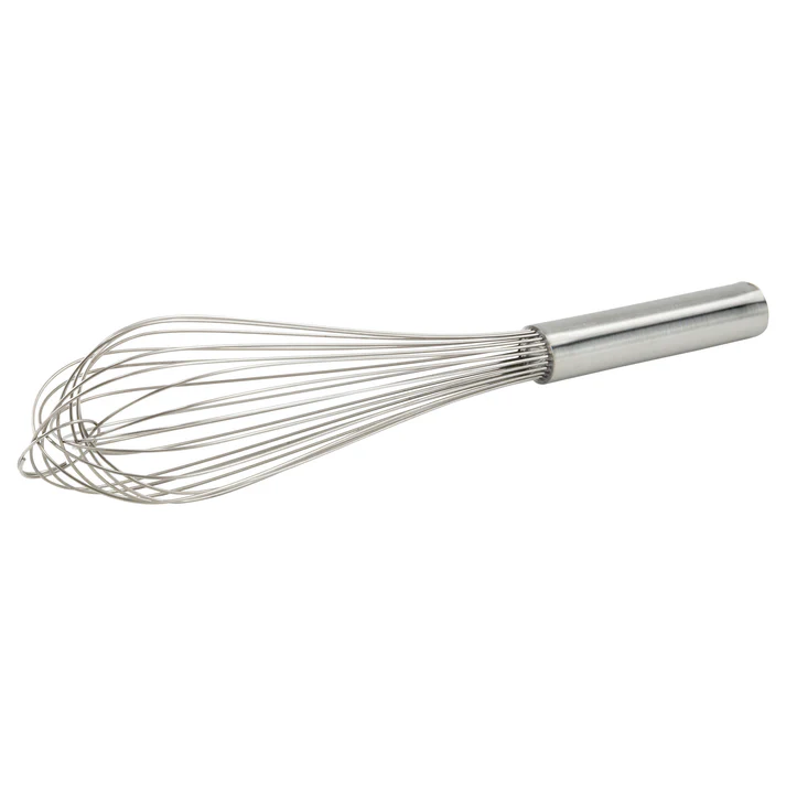(10", 12", 14", 16", 18") Piano Whips 12/Pack&nbsp; is also great for distributing dry ingredients and whisking egg whites. Featuring thin, flexible wires, this stainless steel whip eliminates lumps and aerates liquids while its rounded handle provides a well-balanced grip.