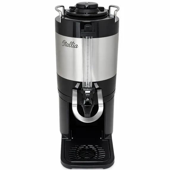 The Itallia AIR1 1.5 Gallon Thermal Coffee Server with Stand is designed for commercial beverage service applications including cafés, restaurants, hotels, catering operations, and office coffee stations. Comparable 1.5-gallon thermal servers feature double-wall stainless steel vacuum insulation that keeps coffee hot for 4–6 hours without external heat sources.