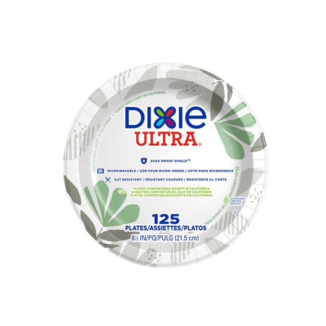 8.5 Inch White Printed Round Disposable Ultra Pathways Paper Plate